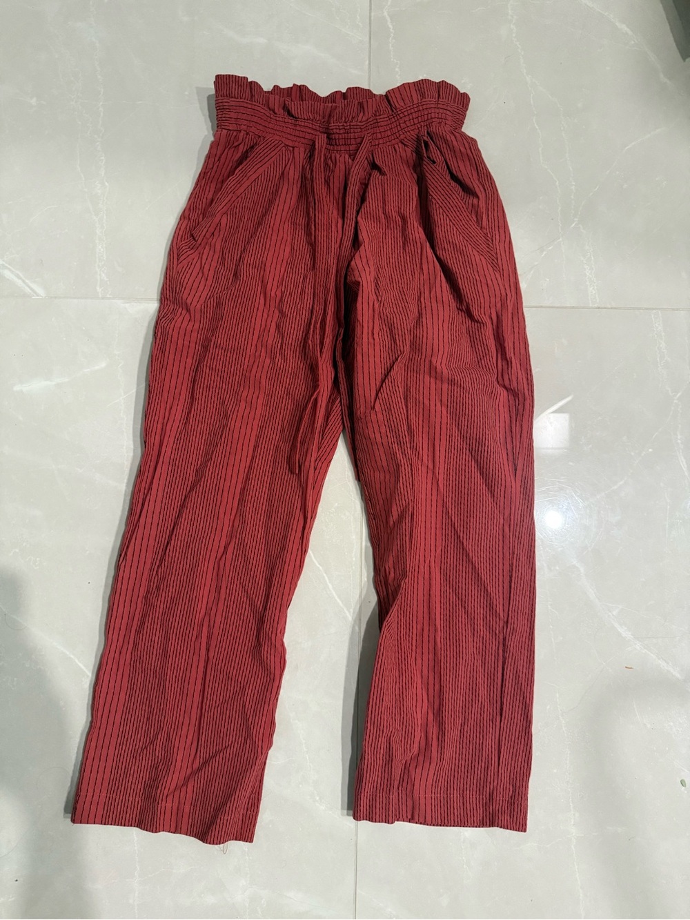 NWT red striped Paperbag Waist Trousers